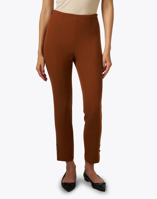 Stylish Brown Stretch Crepe Men's Trousers with Button Detail
