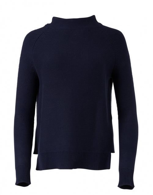 Navy Mid - weight Cotton Garter Stitch Men's Sweater for Casual Wear
