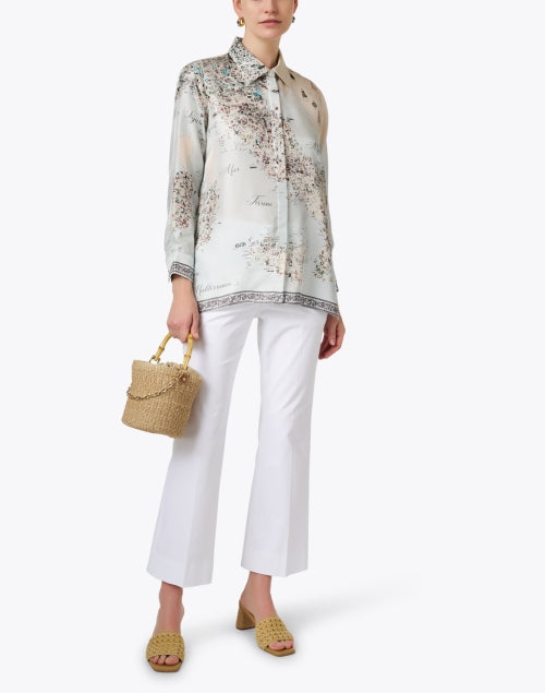 Italian Map Pattern Printed 100% Silk Men's and Women's Shirt