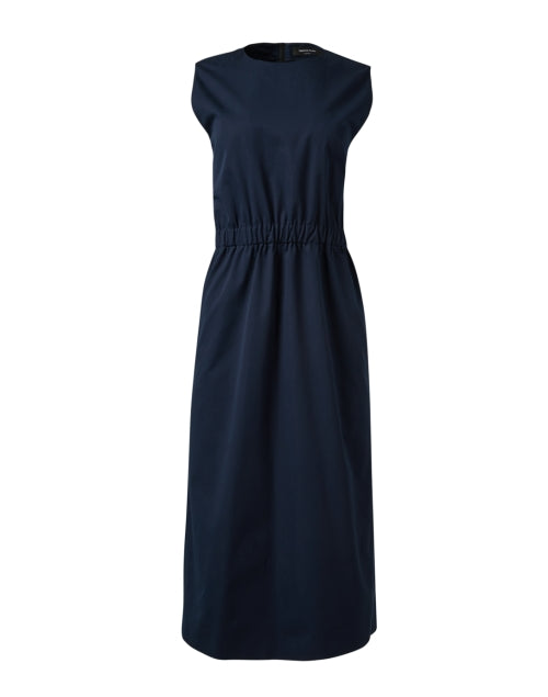 Stylish Navy Cotton Sleeveless Midi Dress for Versatile Wear