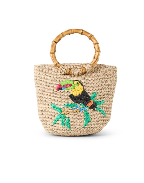 Dakota Hand - Embroidered Straw Woven Basket - Style Handbag with Tropical Aesthetic