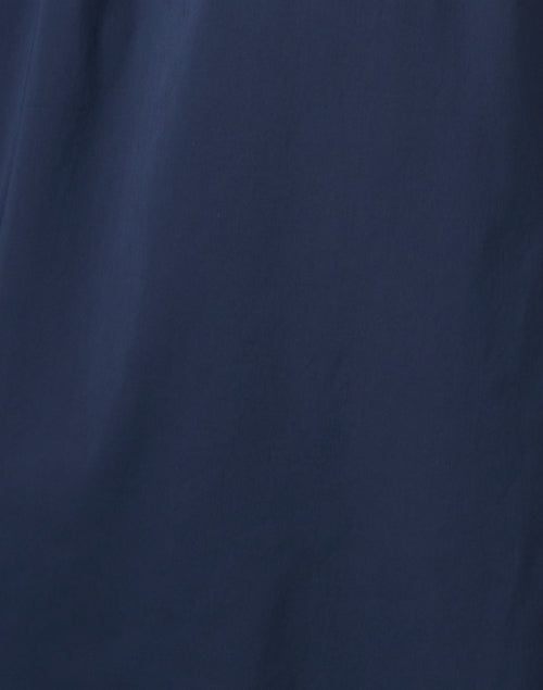 Stylish Navy Stretch Cotton Poplin A-Line Shirt Dress with Eyelet Details