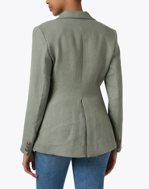 Stylish Teal Blue Italian-made Linen Swing Jacket for Effortlessly Chic Look