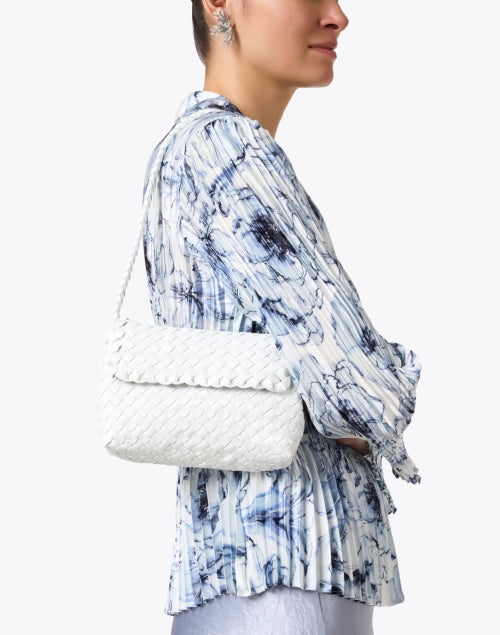Stylish Billie White Hand - Woven Leather Shoulder Handbag