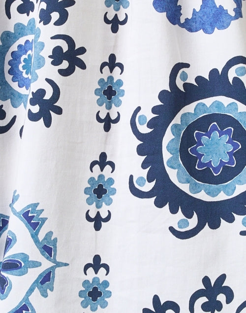 Stylish Isa Cotton Shirt with White and Blue Prints
