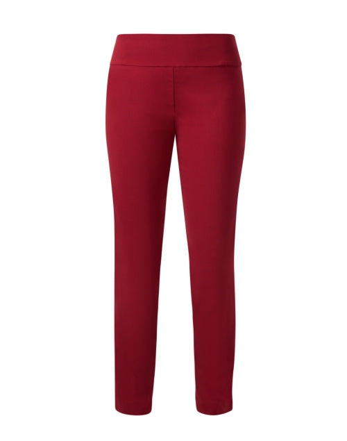 Red Elasticated Mid-Rise Stretch Pull-On Ankle Work Pants