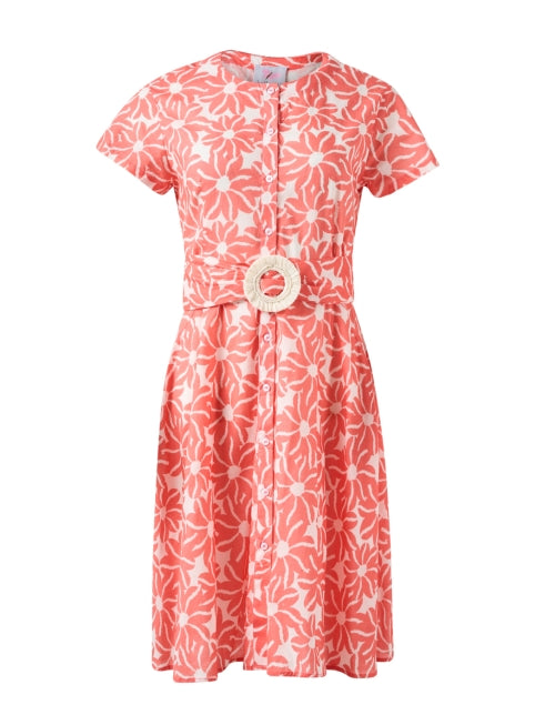 Stylish Coral Patterned Cotton Women's Dress