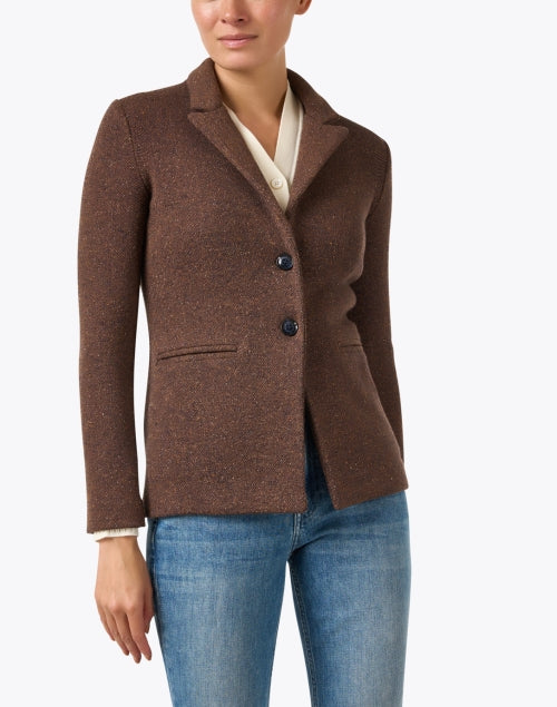 Soft Wool-Silk Blend Red Reflex Knitted Classic Blazer