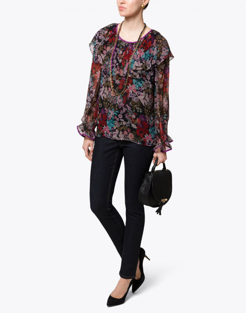 Fashionable Curb-Style Floral Printed Chain Necklace for Women