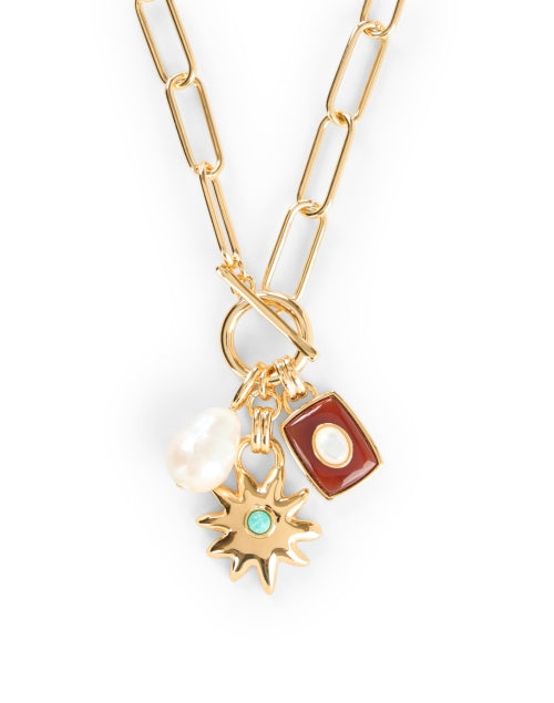 Lizzie Fortunato's Stunning Gold-Plated Helios Charm Necklace for Fashion Statements