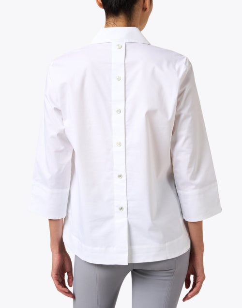 Aileen's Elegant White Cotton Henley-Style Top