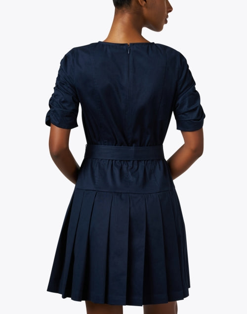 Navy Lilith Crisp Cotton Poplin Feminine Dress