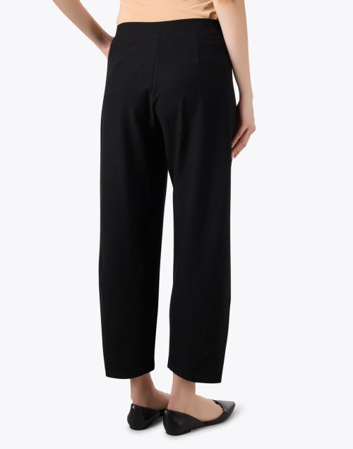 Black Stretch Crepe Women's Ankle-length Pull-on Pants