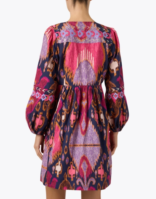 Stylish Lucie Multi-Colored Ikat Print Women's Cotton Dress