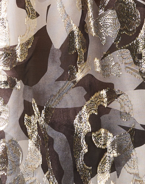 Boden Silk Blend Multi Print Blouse with Tie and Ruffle Details