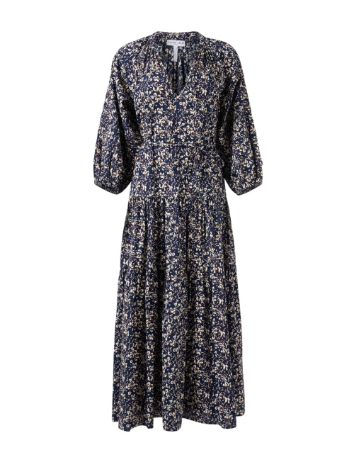 Stylish Luminile Navy Floral Women's Cotton Casual Dress