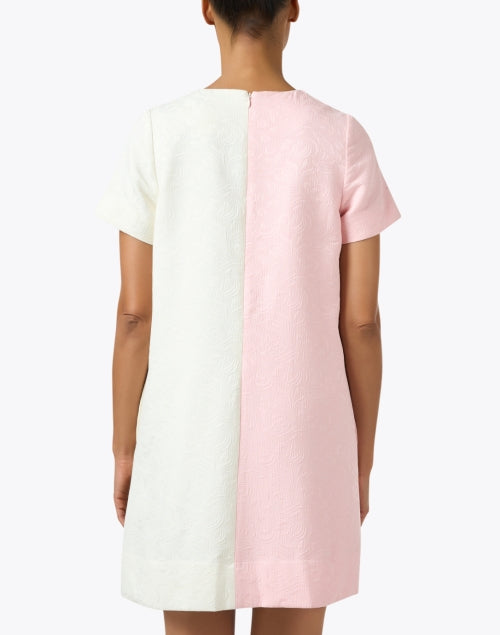 Etta Luxury Cotton Jacquard Dress in Pink and Ivory Shades