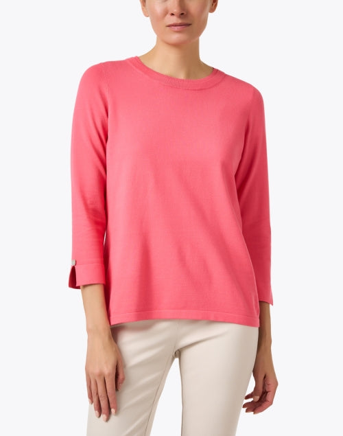 Stylish Blossom Pink Relaxed Knit Crew Neck Top