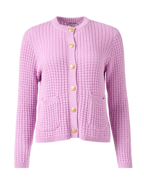 Pink Freesia-Colored Cotton Knit Cardigan for Everyday Wear