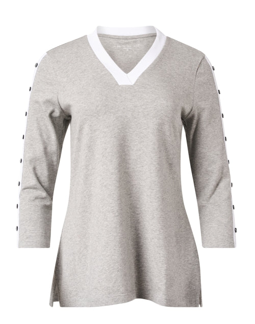 Stylish Grey and White Cotton Women's Top for Everyday Wear