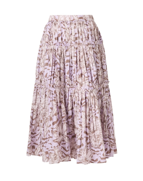 Quinn Lilac-Printed 100% Cotton Poplin Tiered Midi Skirt