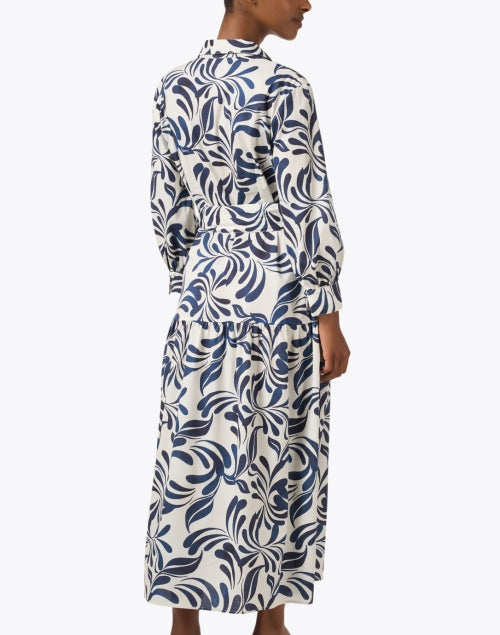 Stylish Blue and White Patterned Cotton Women's Shirt Dress for All Occasions