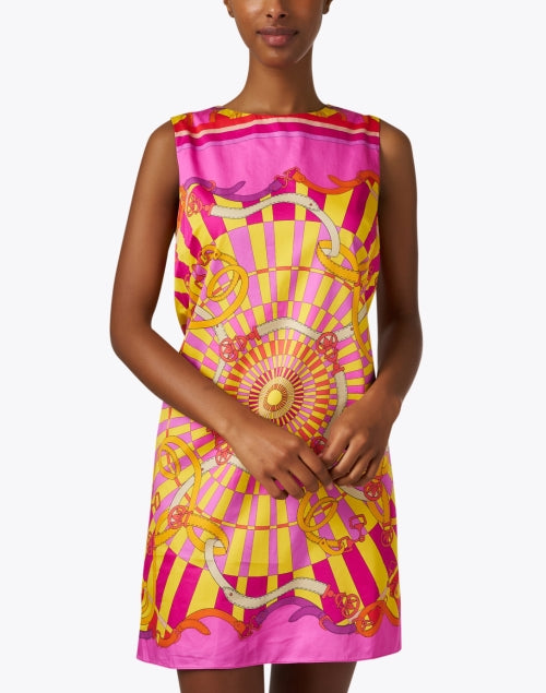 Stylish Firenze Pink Multi - Print 100% Cotton Shift Dress