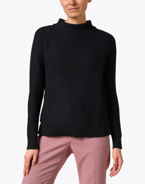 Stylish Black Cotton Sweater with Garter Stitch Design