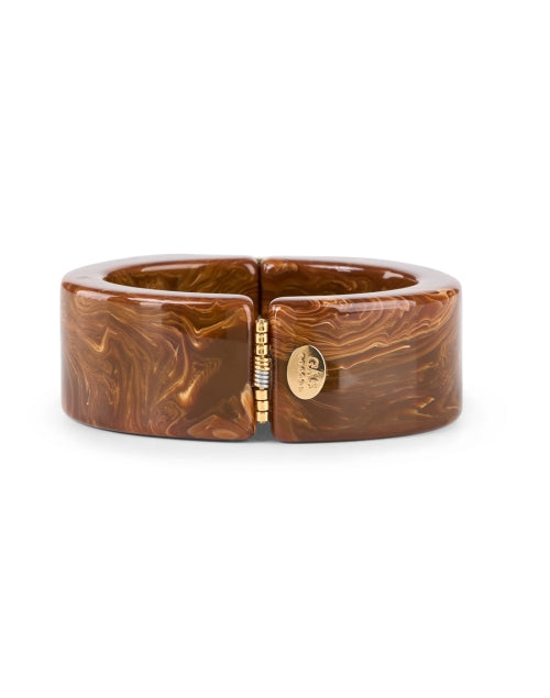 Stylish Brown Acetate and Mother-of-Pearl Arty Cuff Bracelet