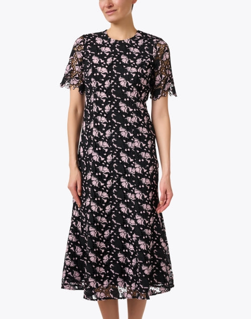 Elegant Shoshanna Black and Pink Lace Evening Dress