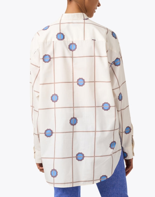 Ivory Geometric Print 100% Cotton Button-Down Shirt