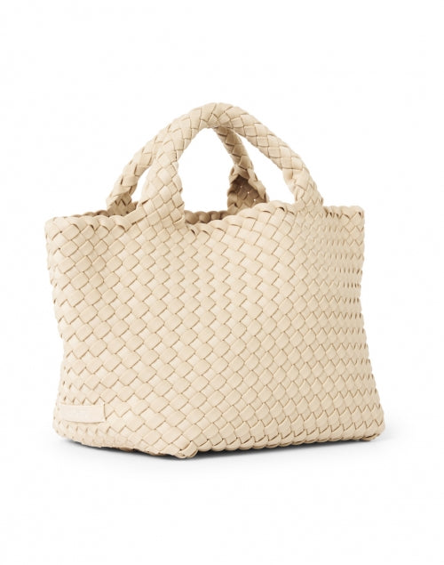 St. Barths Small-Sized Solid Ecru-Colored Woven Women's Handbag for City Life