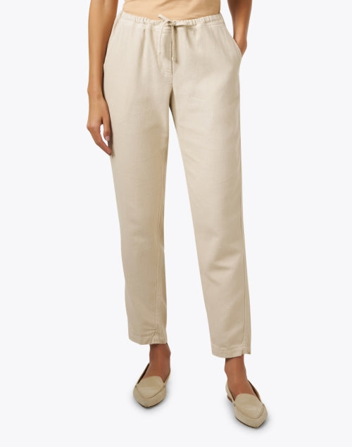 Comfortable Hampton Beige 100% Cotton Twill Relaxed-fit Drawstring Waist Pants