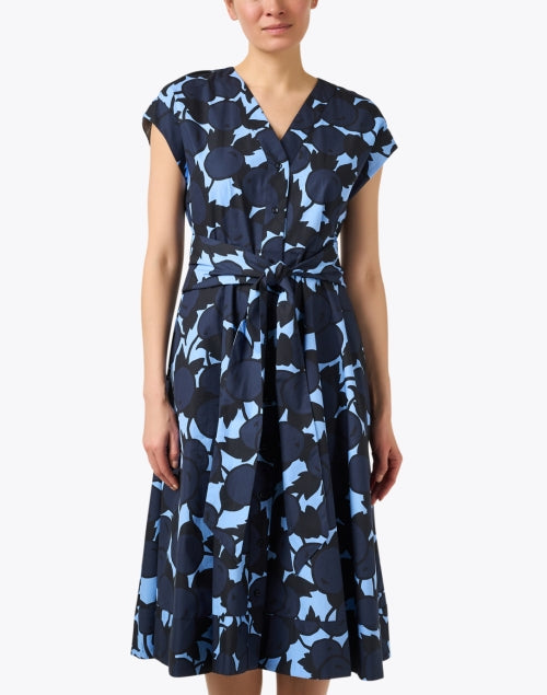 Stylish Rosia Cotton Dress with Black and Blue Print