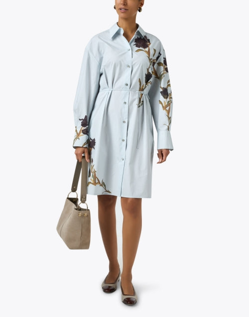 Stylish Blue Printed 100% Cotton Women's Dress