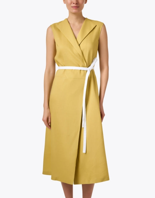 Olive Green Linen Wrap Dress for Effortless Chic Style