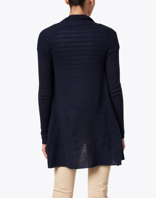 Classic Navy Cashmere Essential Trapeze Cardigan for All Body Types
