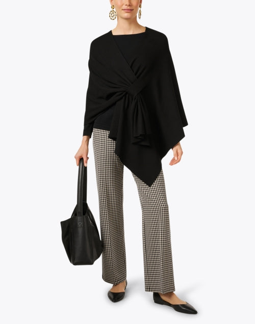 Jules Knit Pull - On Wide - Leg Trousers in Black and Tan Check