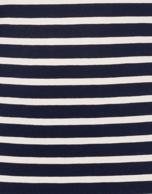 Luxurious Minquidame Navy and Off - White Striped Cotton Casual Top