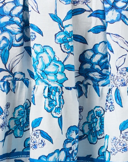 Stylish Liza Dress in White and Blue Floral Print