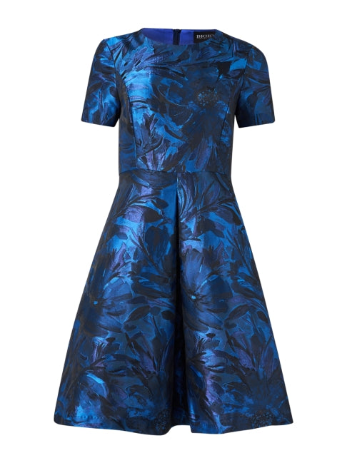 Stunning Blue Floral Jacquard Evening Dress for Special Occasions