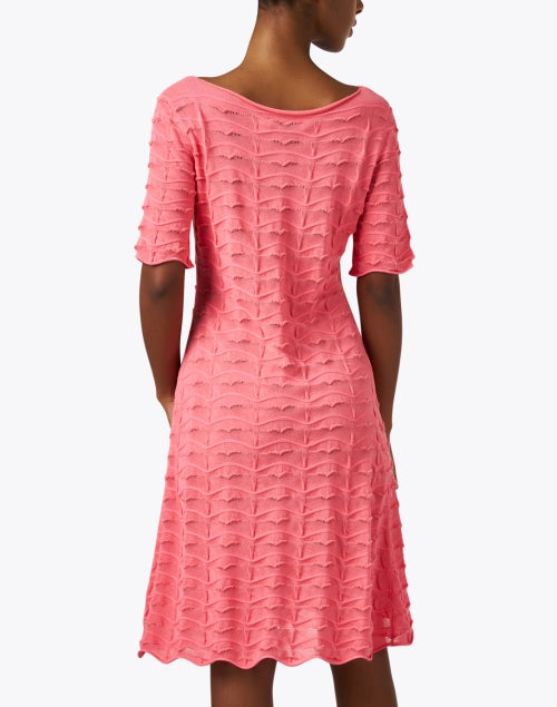 Coral Colored Textured Stretch Knit Women's Dress for Spring