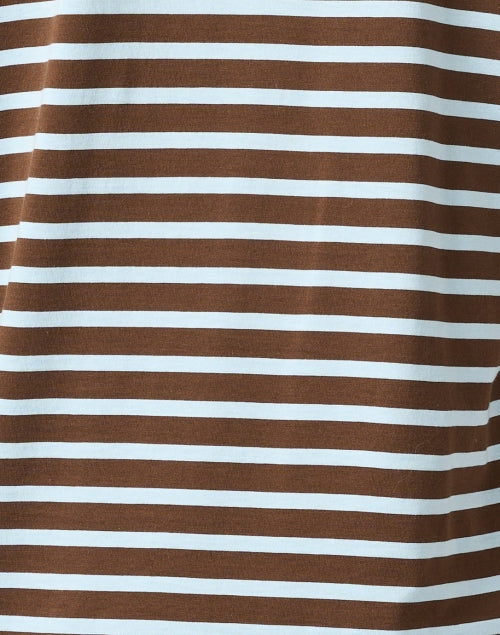 Stylish Brown and Light Blue Striped Women's Long Sleeve Top