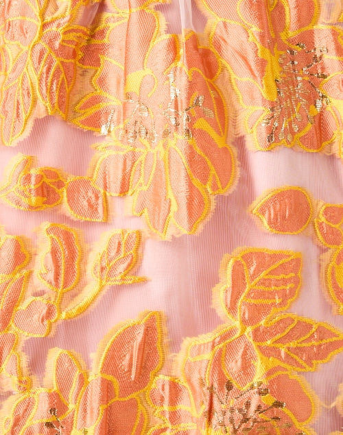 Stylish Emmerson Women's Floral Stretch Organza Dress in Yellow and Orange Shades