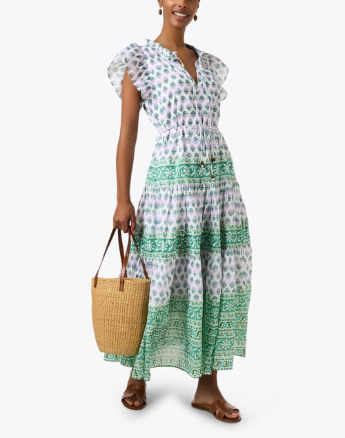 Oliphant Bloom Pink and Green Floral Printed Women's Dress for Various Occasions