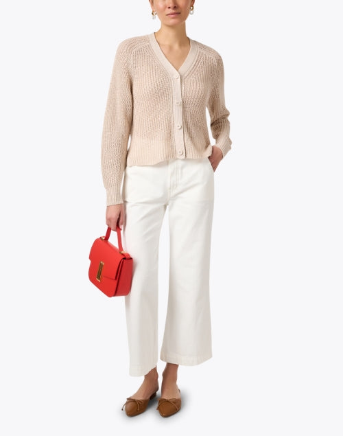 Beach - Inspired Beige Linen Women's Cardigan for Everyday Wear