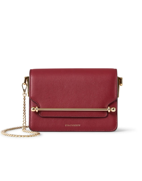 Stylish Mini Red Leather East/West Crossbody Bag for Fall