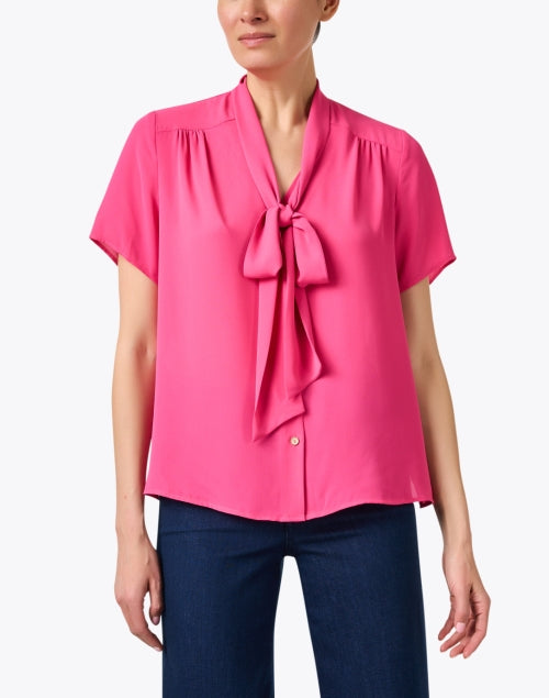 Stylish Mona Pink Women's Tie Neck Blouse for Elegant Occasions