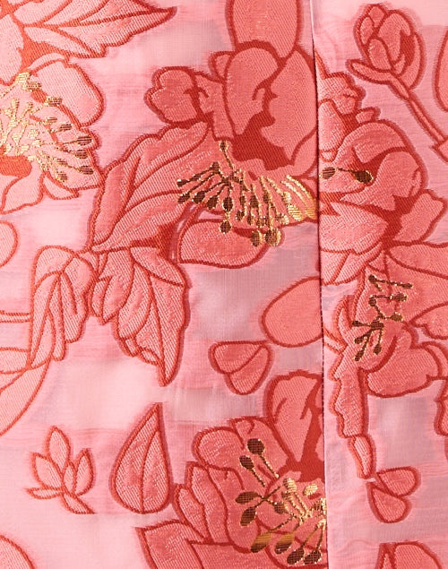 Claudine Pink Floral Stretch Organza Women's Shift Dress with Removable Self - tie Belt
