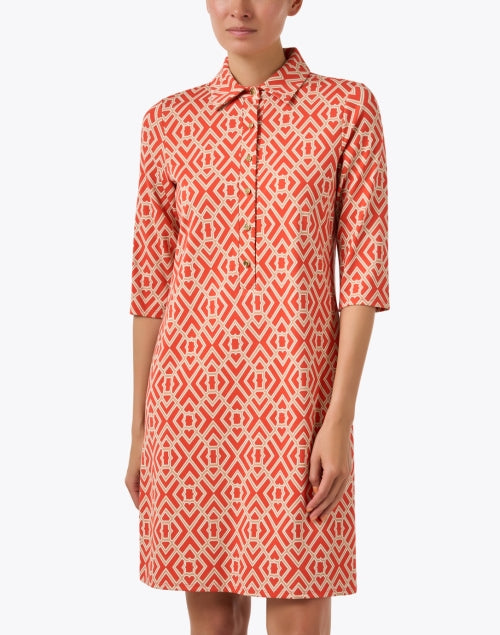 Stylish Orange Geometric Print Susanna Dress for Daytime